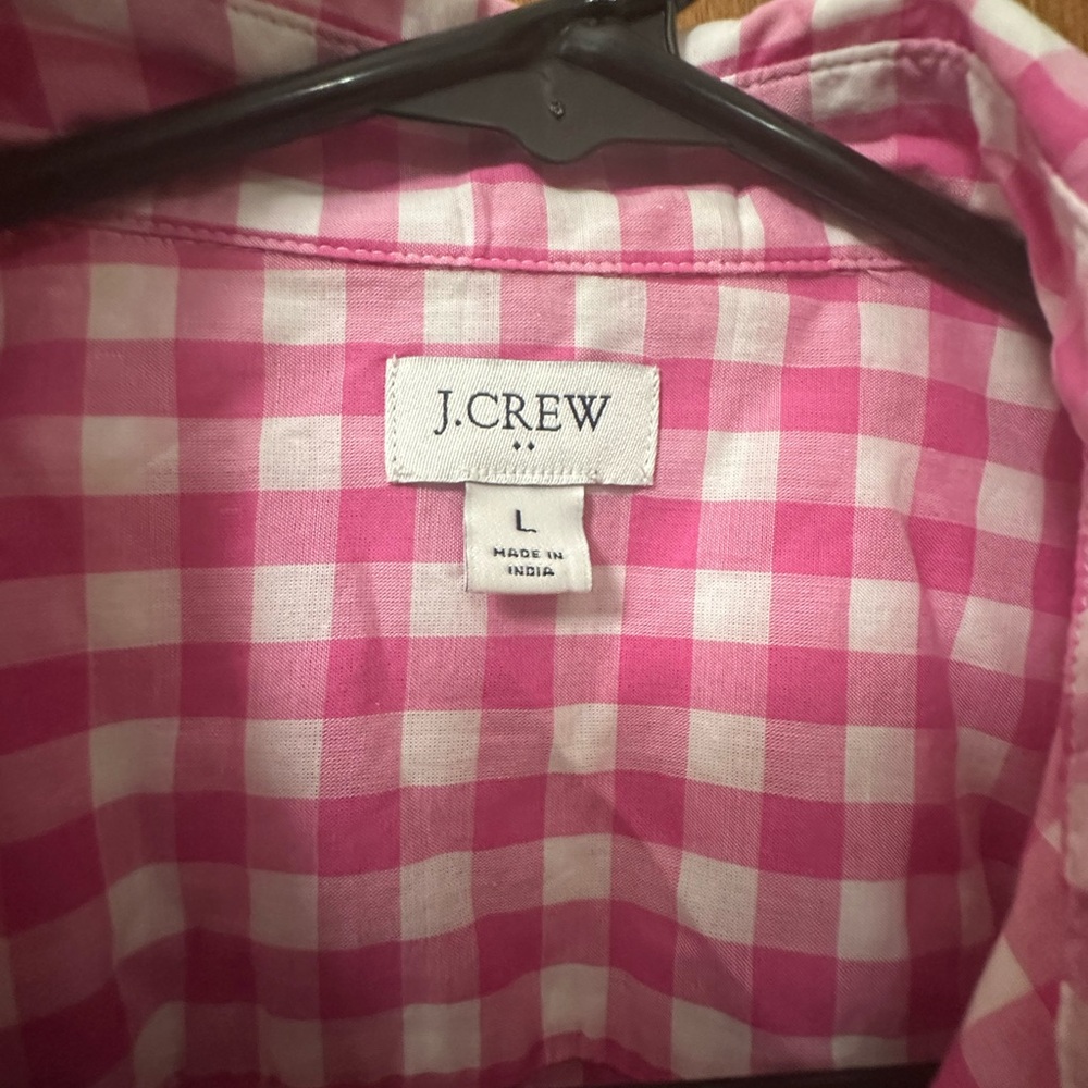 J. Crew Pink and White Gingham Button-Up Shirt - Picture 2 of 2